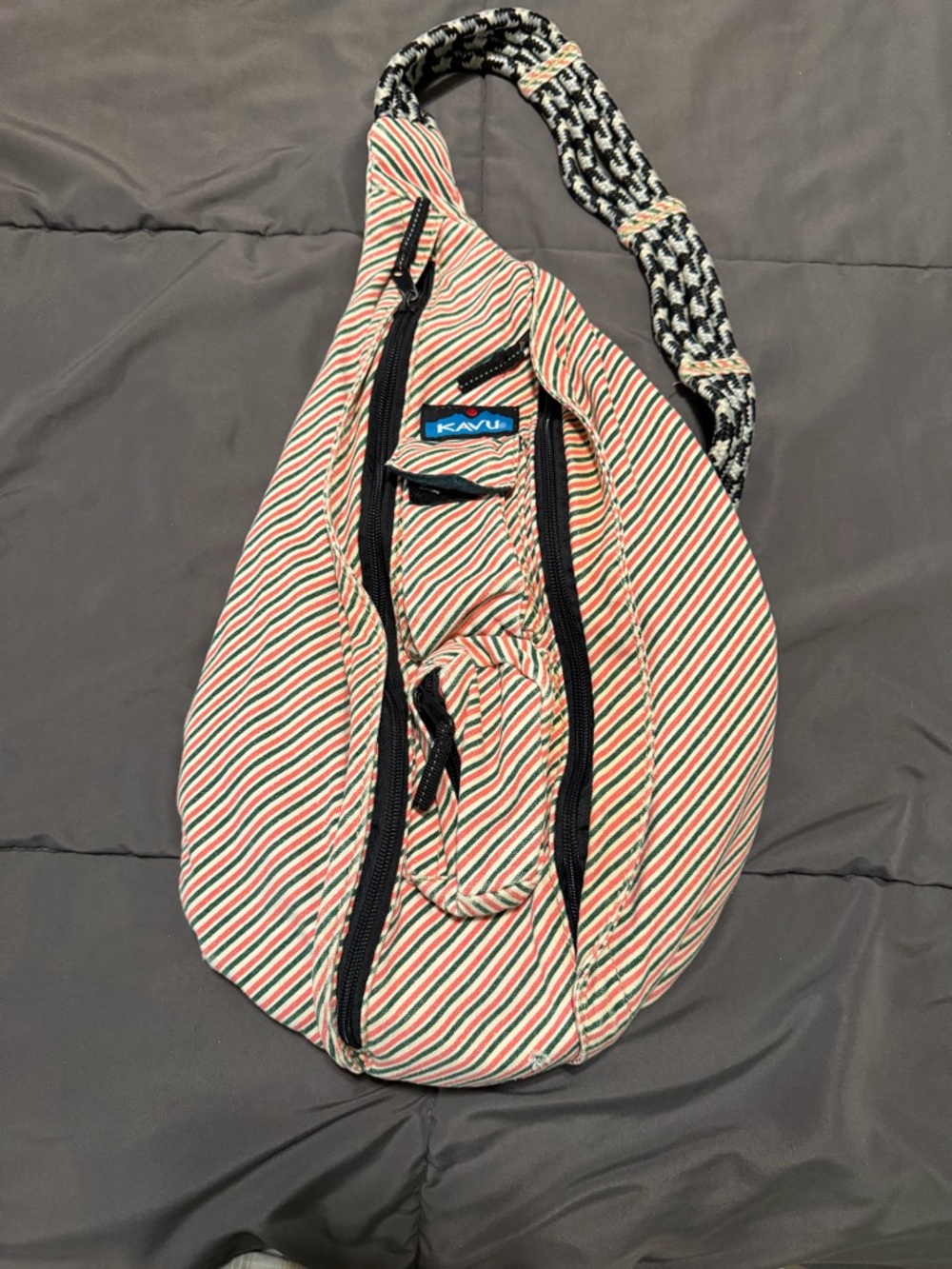 Kavu Rope Sling with Teal Interior and Striped Exterior